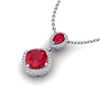 Image 2 : 3.50 ctw Ruby & Micro Pave VS/SI Diamond Necklace 10k White Gold - REF-55A2N