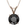 Image 1 : 1 ctw Fancy Black Diamond Solitaire Necklace 10k Rose Gold - REF-21Y5X