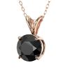 Image 2 : 1 ctw Fancy Black Diamond Solitaire Necklace 10k Rose Gold - REF-21Y5X