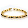 Image 1 : 6.09 ctw Blue Sapphire & Diamond Bracelet 10k Yellow Gold - REF-72H8R