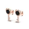 Image 1 : 0.80 ctw Black Diamond Micro Key to The Heart Earrings 14k Rose Gold - REF-24Y4X