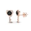 Image 2 : 0.80 ctw Black Diamond Micro Key to The Heart Earrings 14k Rose Gold - REF-24Y4X