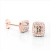 Image 2 : 2.50 ctw Morganite & Micro Pave VS/SI Diamond Earrings 10k Rose Gold - REF-48Y6X