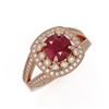Image 1 : 2.69 ctw Certified Ruby & Diamond Victorian Ring 14K Rose Gold - REF-103R3K