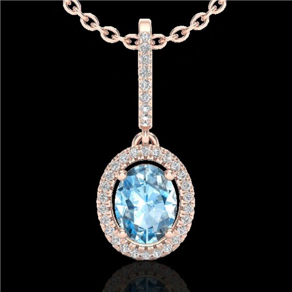 2 ctw Sky Blue Topaz & Micro VS/SI Diamond Necklace 14k Rose Gold - REF-40R3K