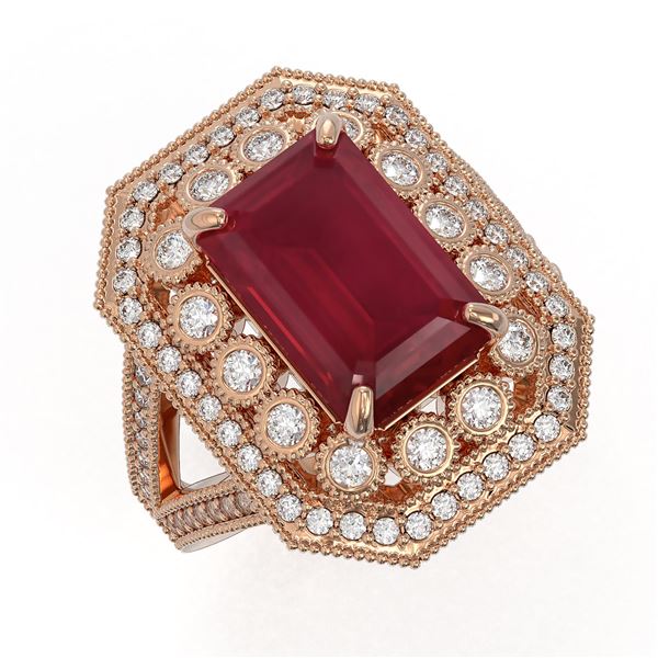 7.11 ctw Certified Ruby & Diamond Victorian Ring 14K Rose Gold - REF-171F5M