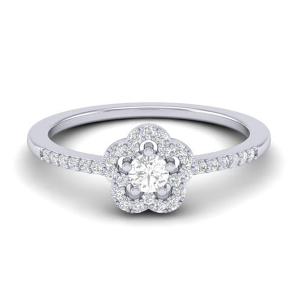 0.35 ctw Micro PaveVS/SI Diamond Certified Ring MOON Halo IN 10k White Gold - REF-24F5M