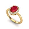 Image 2 : 2 ctw Ruby & Micro Pave VS/SI Diamond Ring Halo 18k Yellow Gold - REF-40H9R