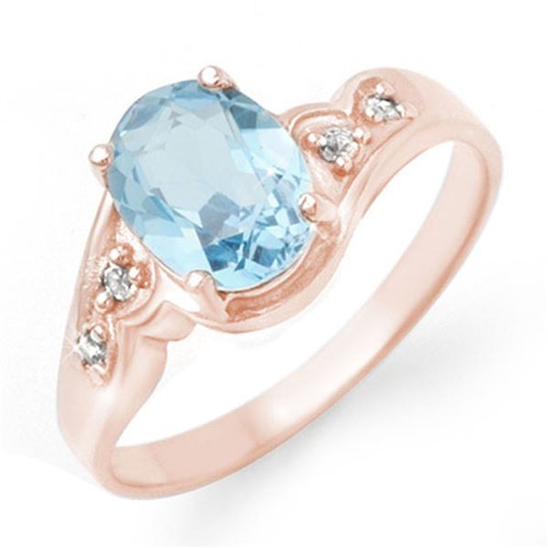 1.26 ctw Blue Topaz & Diamond Ring 18k Rose Gold - REF-23W9H