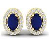 Image 1 : 1.02 ctw Sapphire & Micro Pave VS/SI Diamond Earrings 18k Yellow Gold - REF-24Y5X