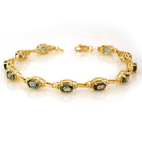 8.0 ctw Green Sapphire Bracelet 10k Yellow Gold - REF-49K3Y