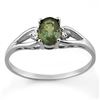 Image 1 : 0.77 ctw Green Tourmaline & Diamond Ring 10k White Gold - REF-12F3M