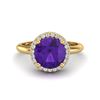 Image 1 : 2 ctw Amethyst & Micro Pave VS/SI Diamond Ring 18k Yellow Gold - REF-45N2F