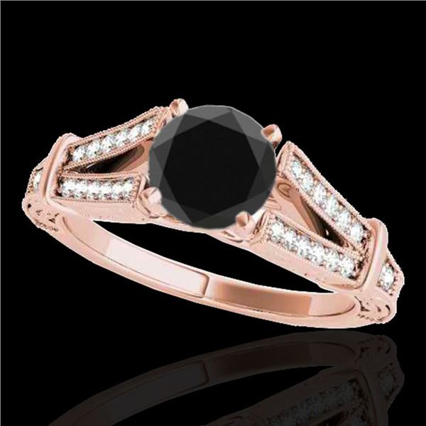 1.25 ctw Certified VS Black Diamond Solitaire Antique Ring 10k Rose Gold - REF-48R5K