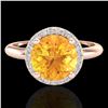 Image 1 : 2 ctw Citrine & Micro VS/SI Diamond Ring Designer 14k Rose Gold - REF-33M8G