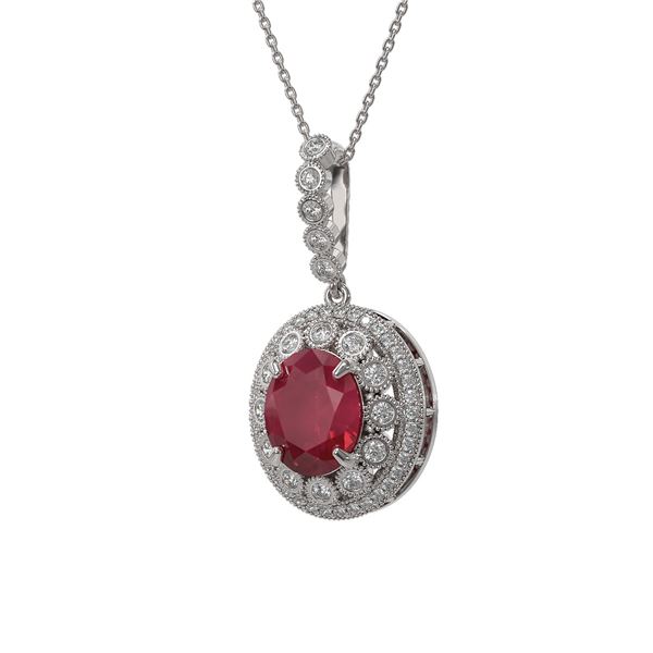 8.66 ctw Certified Ruby & Diamond Victorian Necklace 14K White Gold - REF-176A4N