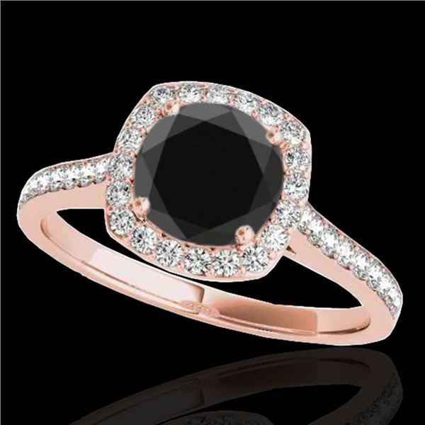 1.4 ctw Certified VS Black Diamond Solitaire Halo Ring 10k Rose Gold - REF-46W2H