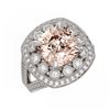 Image 1 : 5.82 ctw Certified Morganite & Diamond Victorian Ring 14K White Gold - REF-212N4F