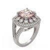 Image 2 : 5.82 ctw Certified Morganite & Diamond Victorian Ring 14K White Gold - REF-212N4F