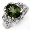 Image 1 : 3.75 ctw Green Tourmaline & Diamond Ring 10k White Gold - REF-51W9H