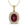 Image 1 : 2.60 ctw Garnet & Micro Pave VS/SI Diamond Necklace 10k Yellow Gold - REF-50G8W