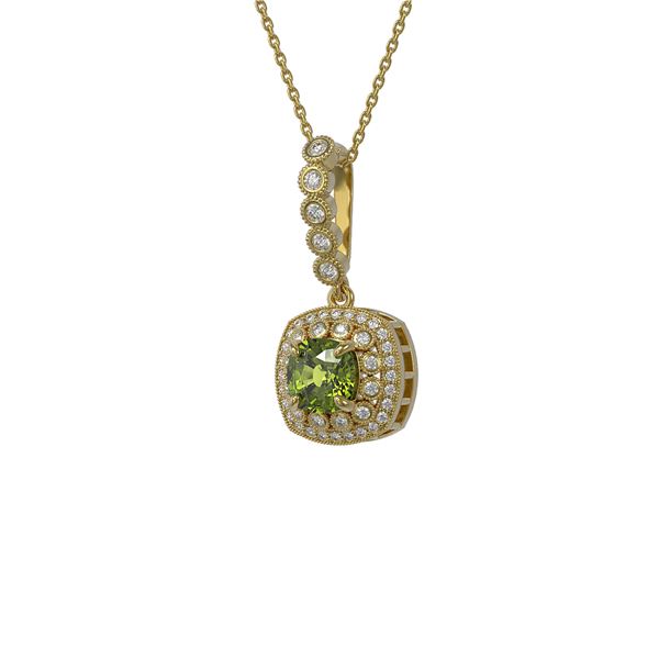 2.25 ctw Tourmaline & Diamond Victorian Necklace 14K Yellow Gold - REF-81G3W