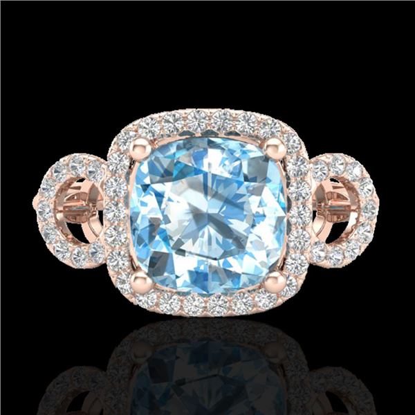 3.75 ctw TOPAZ & Micro VS/SI Diamond Certified Ring 14k Rose Gold - REF-42K6Y