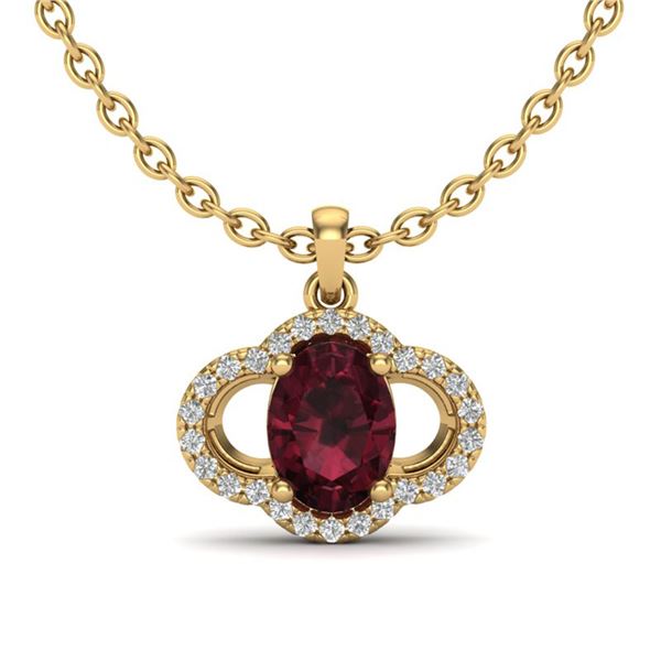 2 ctw Garnet & Micro Pave VS/SI Diamond Certified Necklace 10k Yellow Gold - REF-24H5R