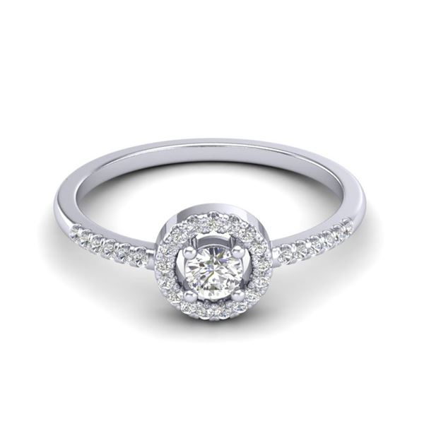 0.40 ctw Micro Pave VS/SI Diamond Certified Ring Halo 18k White Gold - REF-35G3W