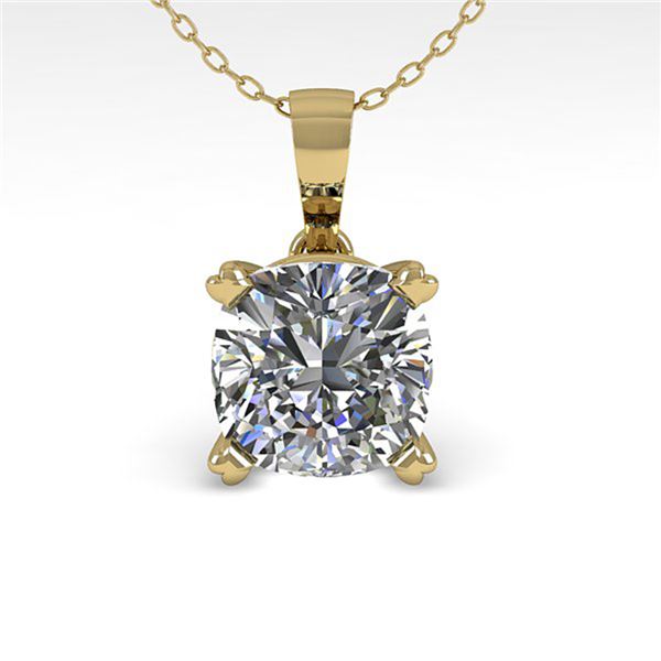 0.50 ctw VS/SI Cushion Diamond Designer Necklace 14k Yellow Gold - REF-57M9G