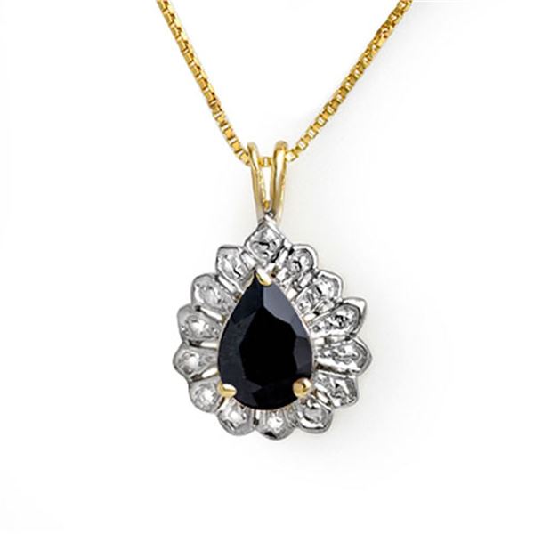 1.10 ctw Blue Sapphire Pendant 10k Yellow Gold - REF-7N4F