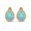 Image 1 : 7.54 ctw Turquoise & Diamond Victorian Earrings 14K Yellow Gold - REF-218Y2X