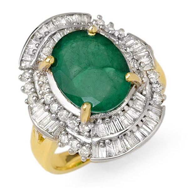 5.95 ctw Emerald & Diamond Ring 14k Yellow Gold - REF-118X4A