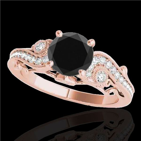 1.25 ctw Certified VS Black Diamond Solitaire Antique Ring 10k Rose Gold - REF-43R2K