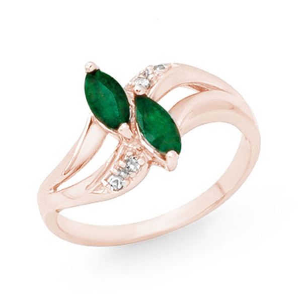 0.45 ctw Emerald & Diamond Ring 10k Rose Gold - REF-13K4Y