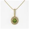 Image 2 : 4.22 ctw Tourmaline & Diamond Victorian Necklace 14K Yellow Gold - REF-134X2A