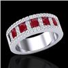 Image 2 : 2.34 ctw Ruby & Micro Pave VS/SI Diamond Designer Ring 10k White Gold - REF-55F2M