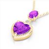 Image 2 : 4 ctw Amethyst & VS/SI Diamond Designer Heart Necklace 10k Yellow Gold - REF-21G3W