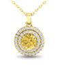 Image 1 : 1 ctw Citrine & Micro VS/SI Diamond NECKALCE Halo 18k Yellow Gold - REF-41W8H