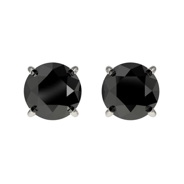 1.05 ctw Fancy Black Diamond Solitaire Stud Earrings 10k White Gold - REF-21X2A