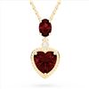 Image 1 : 4 ctw Garnet & VS/SI Diamond Designer Heart Necklace 10k Yellow Gold - REF-21X3A