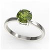 Image 2 : 2 ctw Green Tourmaline Designer Engagment Ring 18k White Gold - REF-40G9W