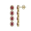 Image 2 : 6.47 ctw Ruby & Diamond Micro Pave Halo Earrings 10k Yellow Gold - REF-143X6A