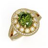 Image 1 : 4.25 ctw Certified Tourmaline & Diamond Victorian Ring 14K Yellow Gold - REF-132N8F