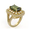 Image 2 : 6.08 ctw Certified Tourmaline & Diamond Victorian Ring 14K Yellow Gold - REF-208H8R