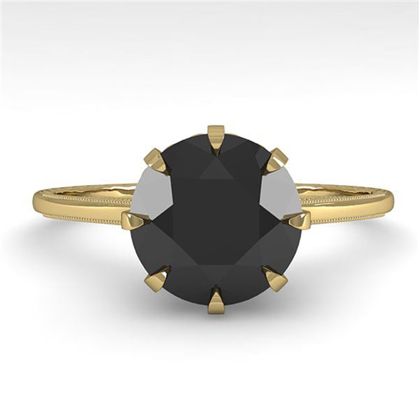 2.0 ctw Black Diamond Solitaire Vintage Ring 14k Yellow Gold - REF-50X4A