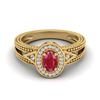 Image 1 : 0.83 ctw Ruby & VS/SI Diamond Designer Halo Fashion Ring 10k Yellow Gold - REF-21N8F