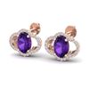 Image 1 : 4 ctw Amethyst & Micro Pave VS/SI Diamond Earrings 10k Rose Gold - REF-45M3G