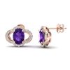 Image 2 : 4 ctw Amethyst & Micro Pave VS/SI Diamond Earrings 10k Rose Gold - REF-45M3G