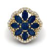 Image 2 : 4 ctw Sapphire & VS/SI Diamond Cluster Designer Ring 10k Yellow Gold - REF-49R3K